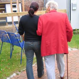 a walk with an elderly person