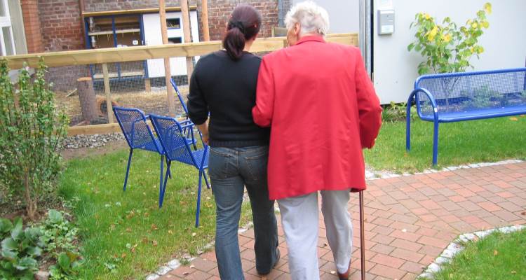 a walk with an elderly person